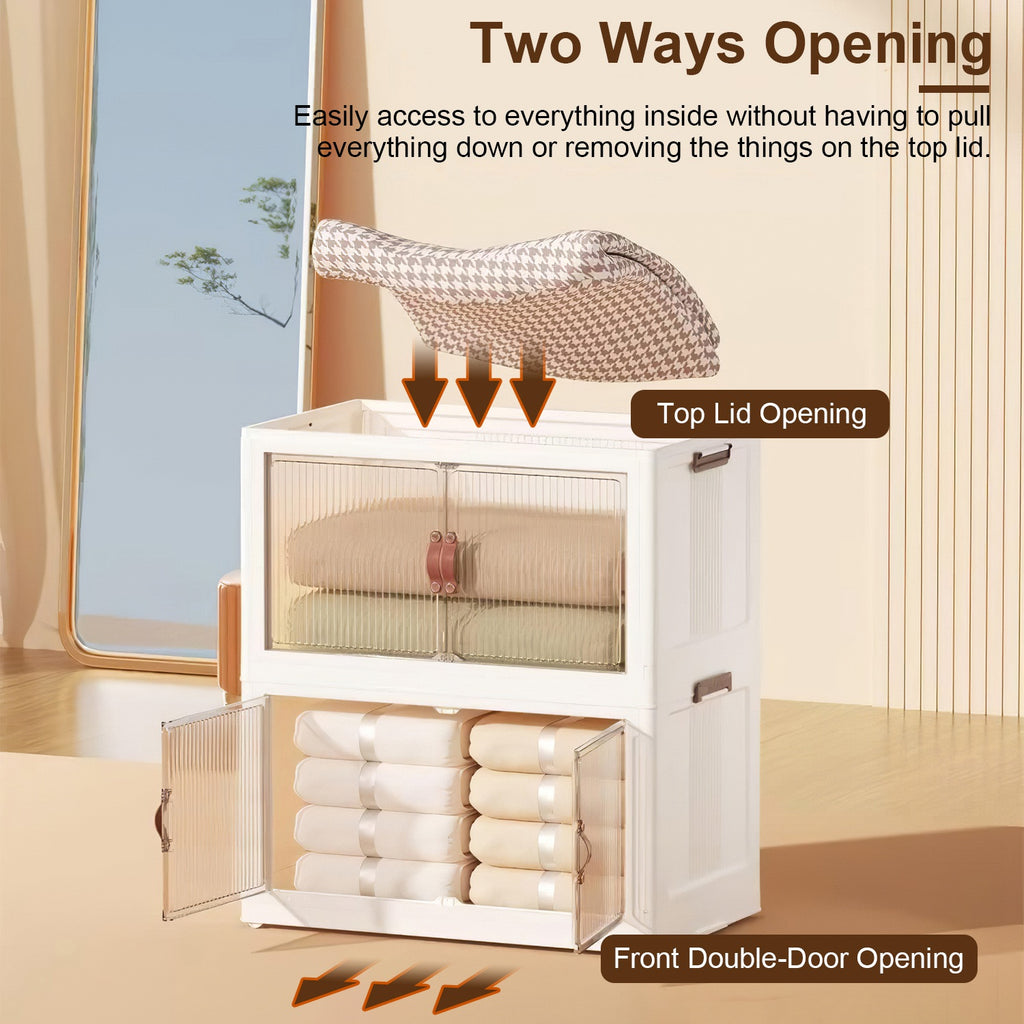 Storage Bins, Foldable 3-Pack with Lid, Wheels and Magnetic Doors – image 7