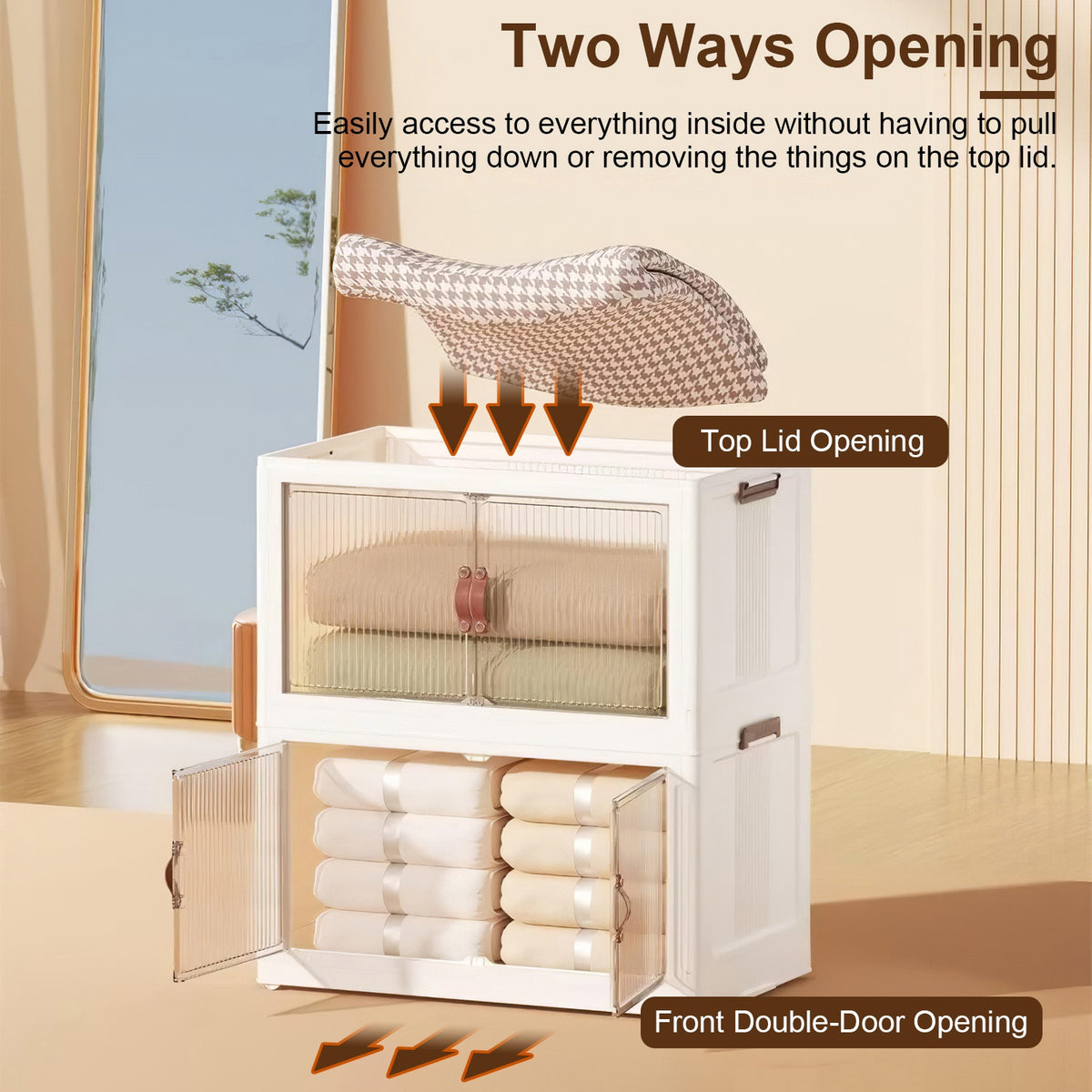 Storage Bins, Foldable 3-Pack with Lid, Wheels and Magnetic Doors – image 7