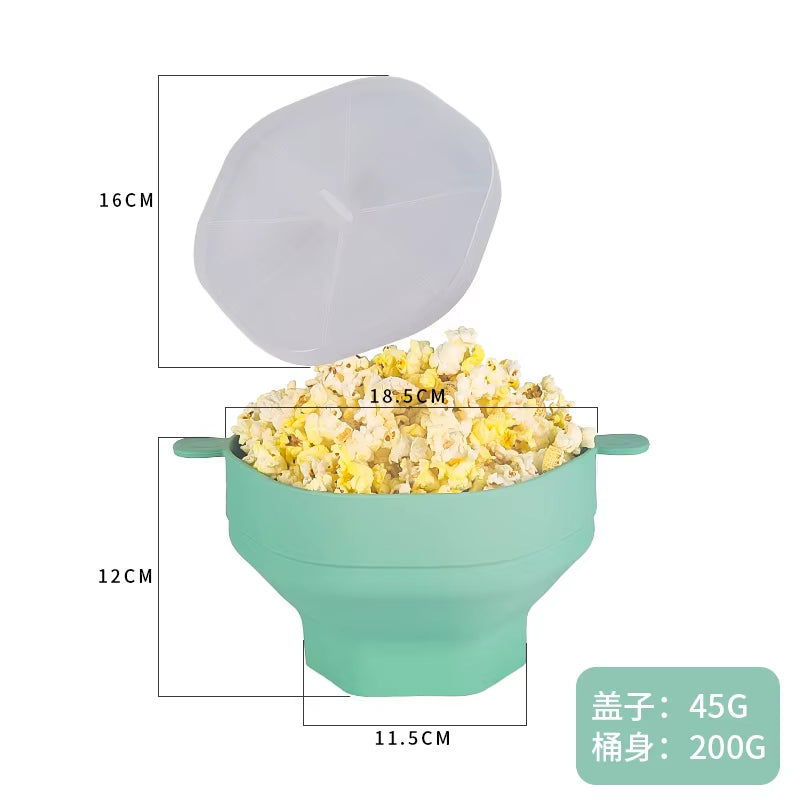 Collapsible Silicone Microwave Popcorn Popper Bowl with Lid – image 9