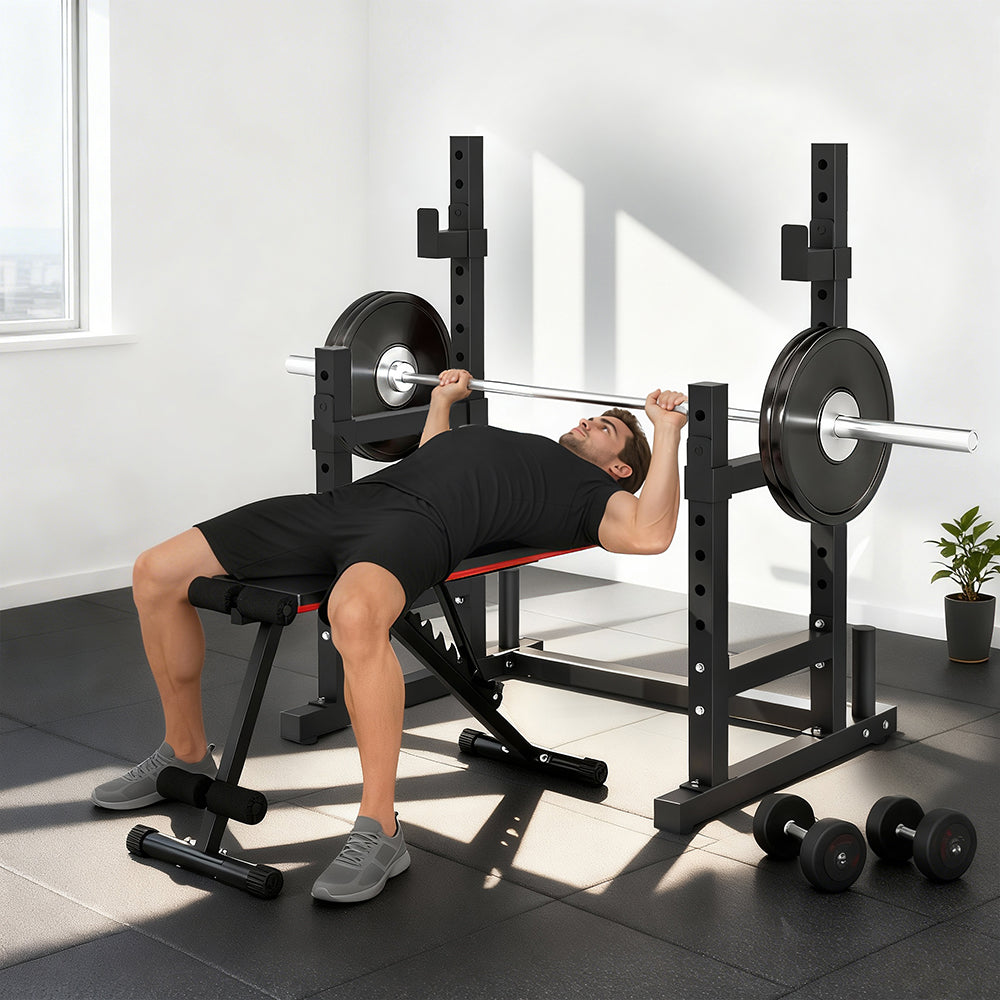 Adjustable Squat Rack with Dual Barbell Holders and Plate Storage – image 10