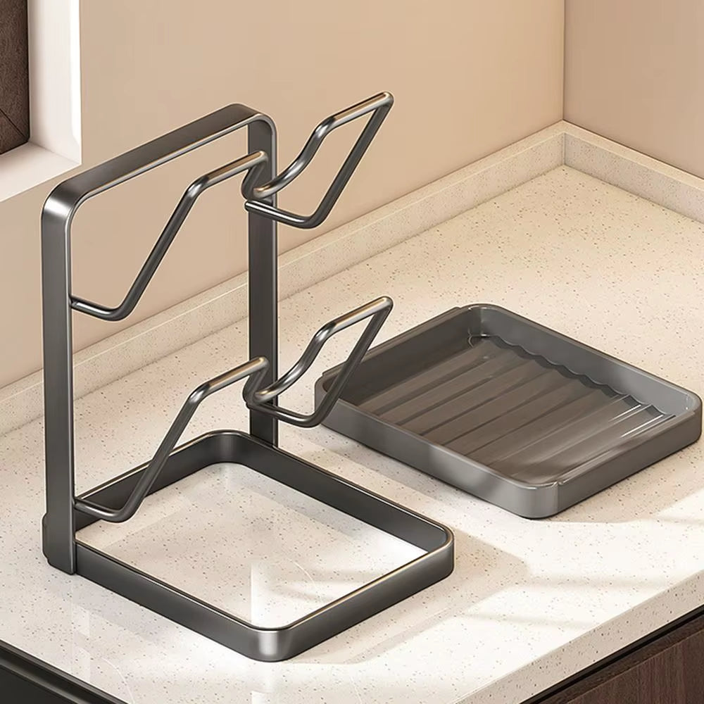 Pot Lid Organizer Rack - Wall-Mount No-Drill, Single/Double Layer – image 6