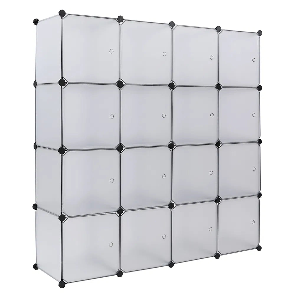 Cube Storage Shelf, 16-Cube Bookcase Organizer, White – image 17
