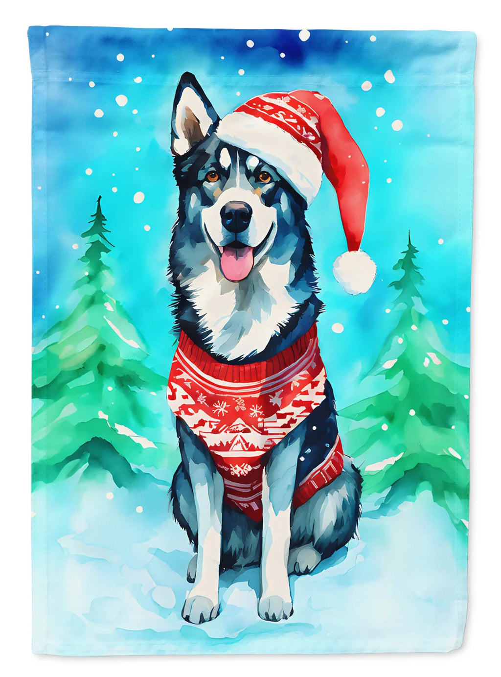 Siberian Husky Christmas House Flag