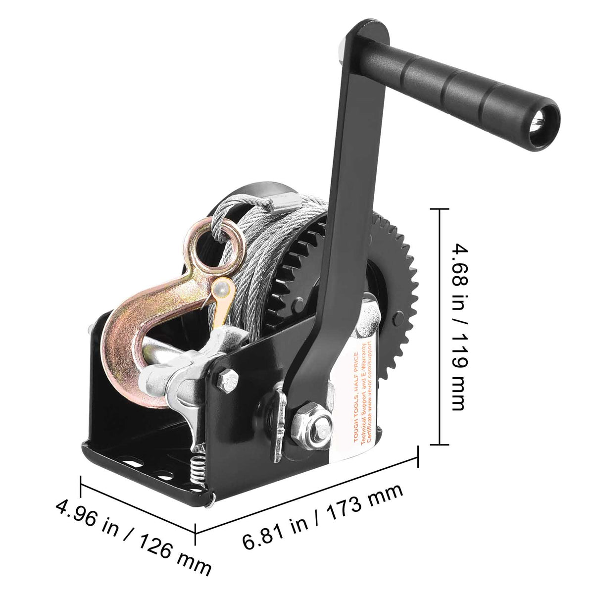 800 lb Hand Crank Boat Trailer Winch with 33 ft Cable – image 8