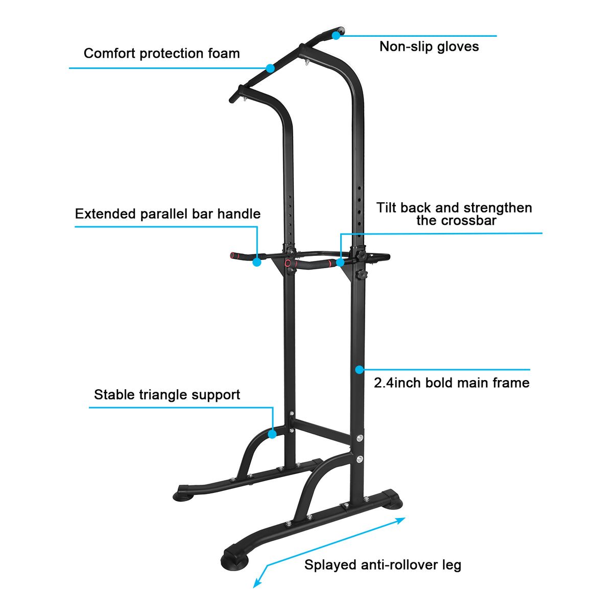 Power Tower Pull Up Dip Station – Adjustable with Sit-Up Bench – image 9