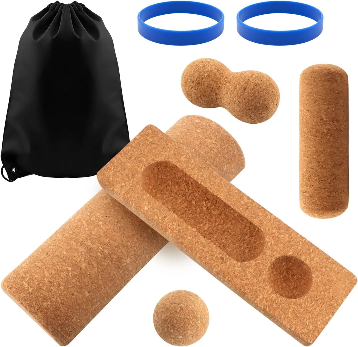 Cork Balance Board Kit with Roller, Massage Ball and Toe Bands – image 2