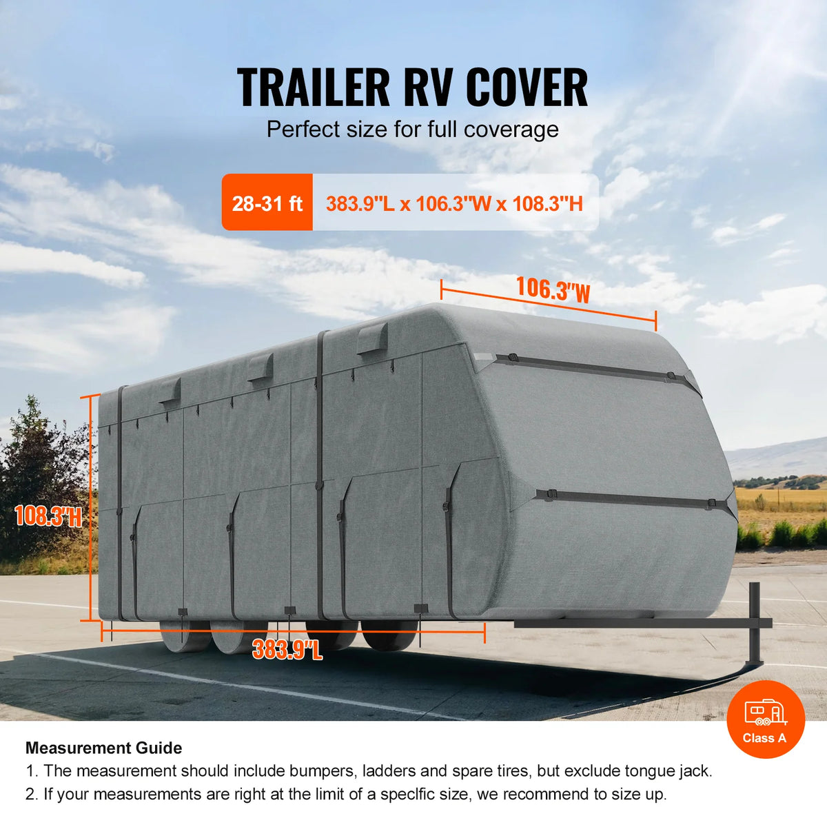 RV Cover for 28-31 ft Travel Trailers, 300D Oxford with Tire Covers – image 2