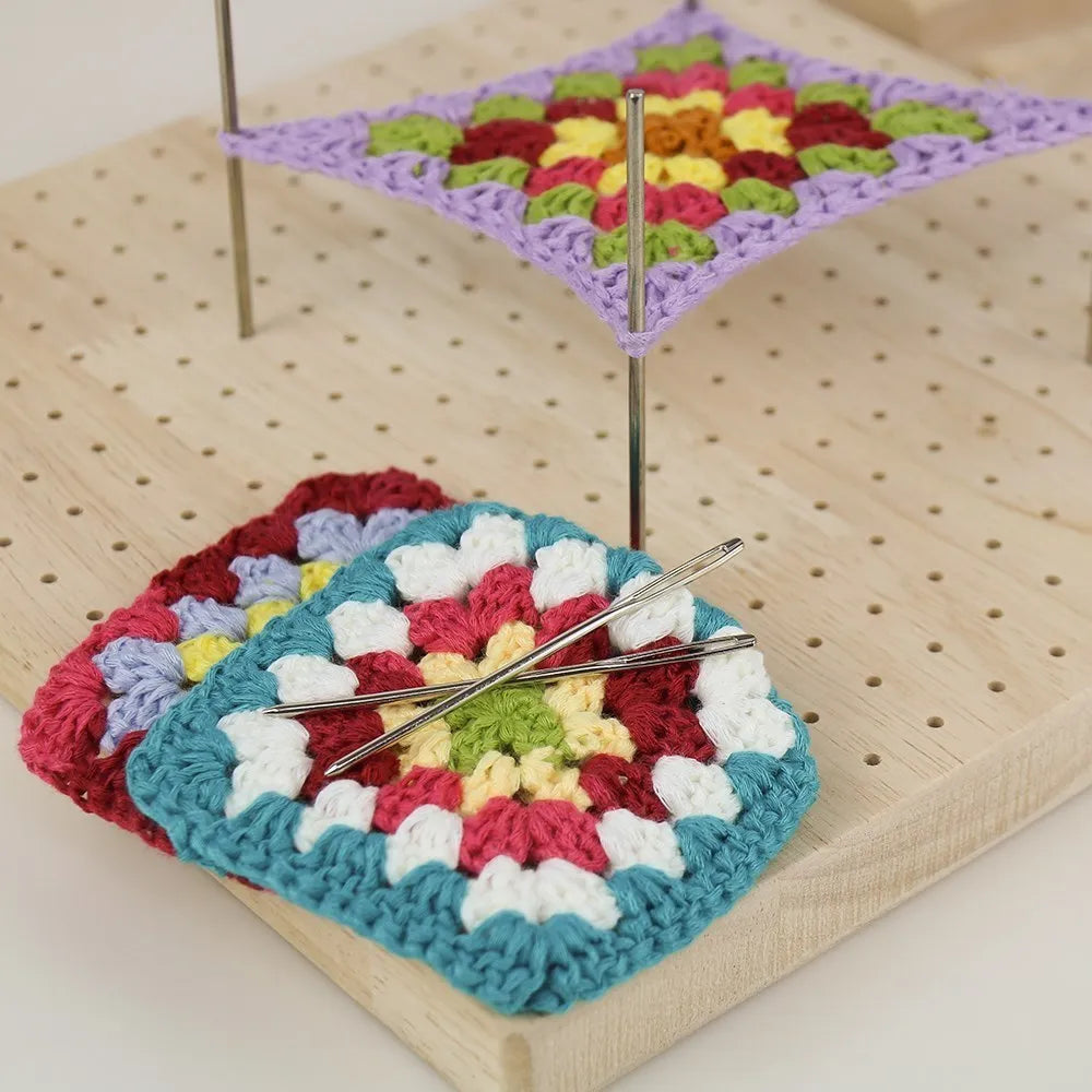 Crochet Blocking Board with 20 Pins, Wooden Granny Square Mat – image 5