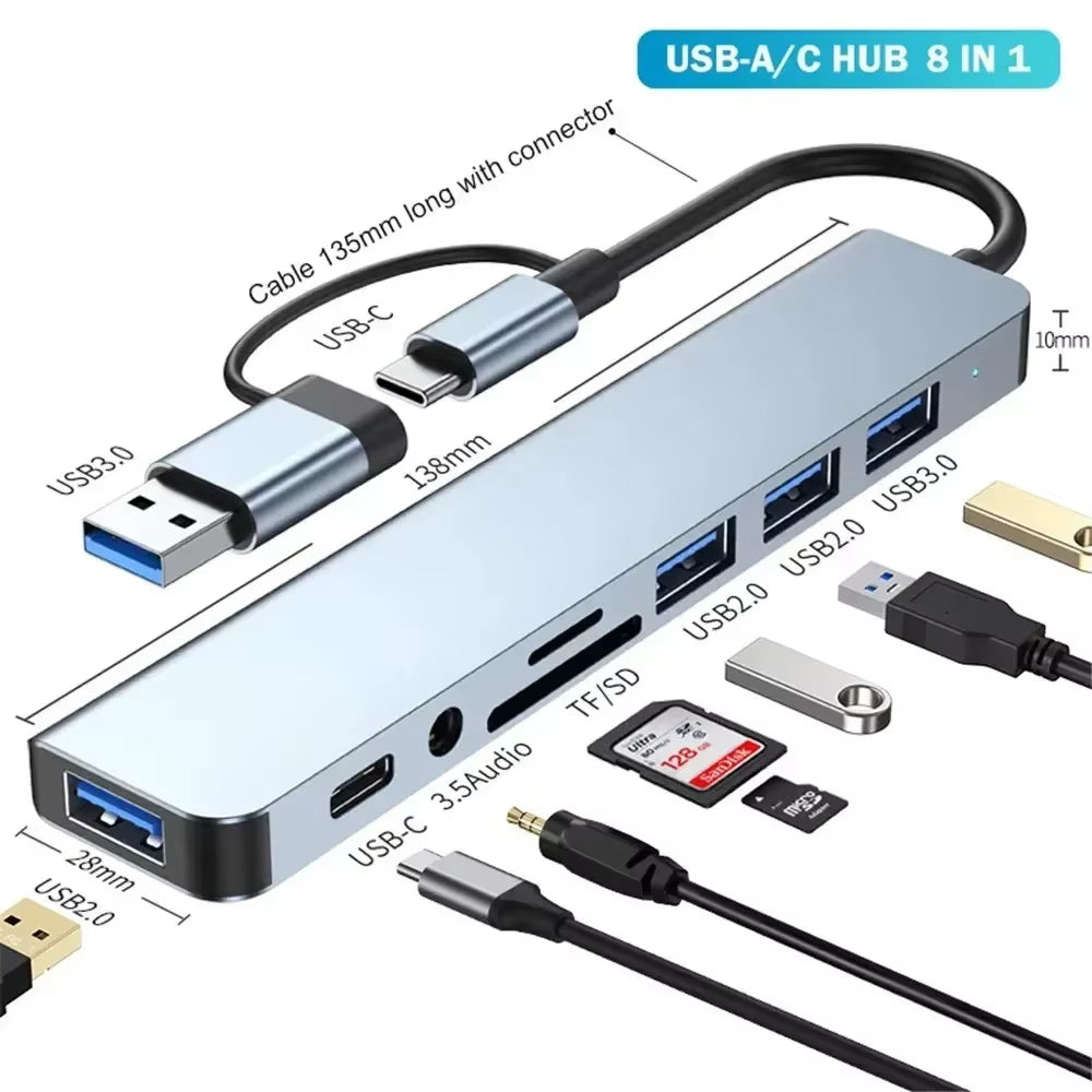 USB C Hub 8-in-2 with SD/TF Card Reader and Audio Jack – image 6