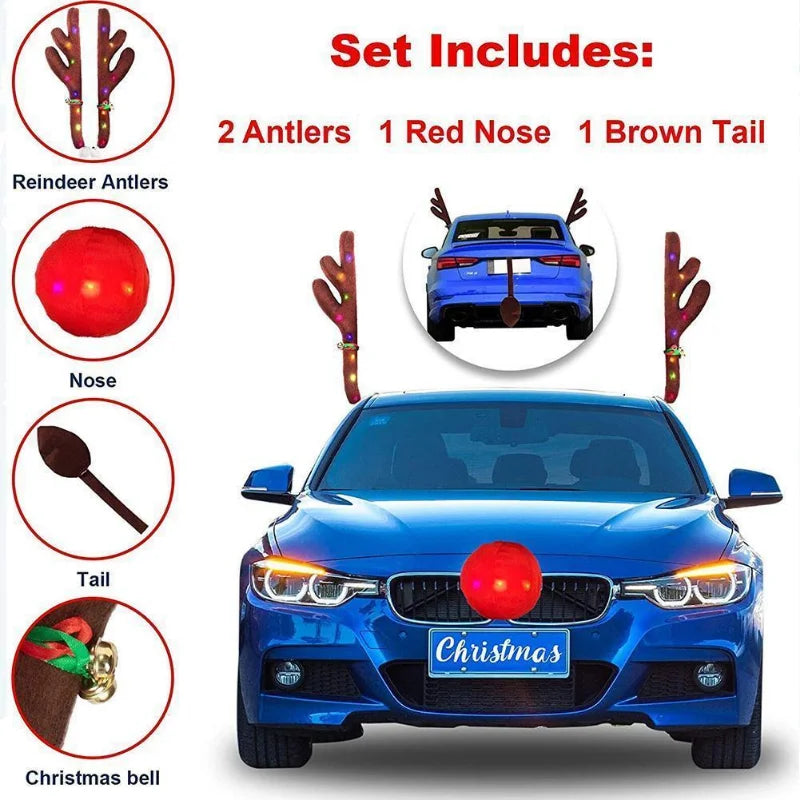 Car Reindeer Antlers Kit – LED Christmas Vehicle Decoration – image 3