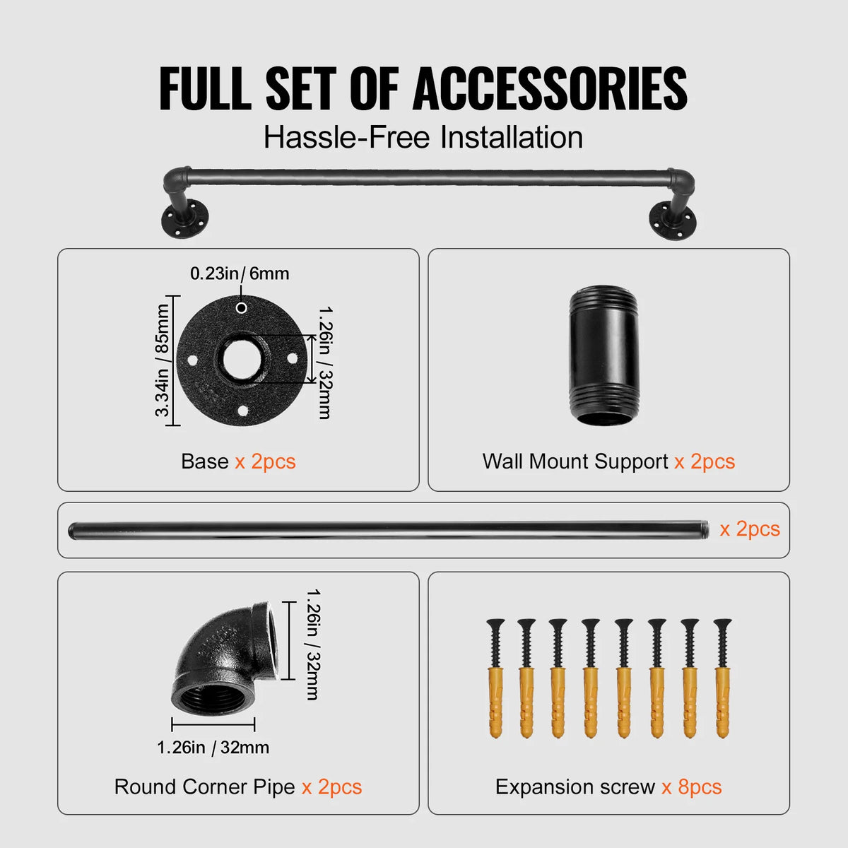 Pipe Stair Handrail 3 ft – Steel Wall-Mount Rail, 440 lb – image 3