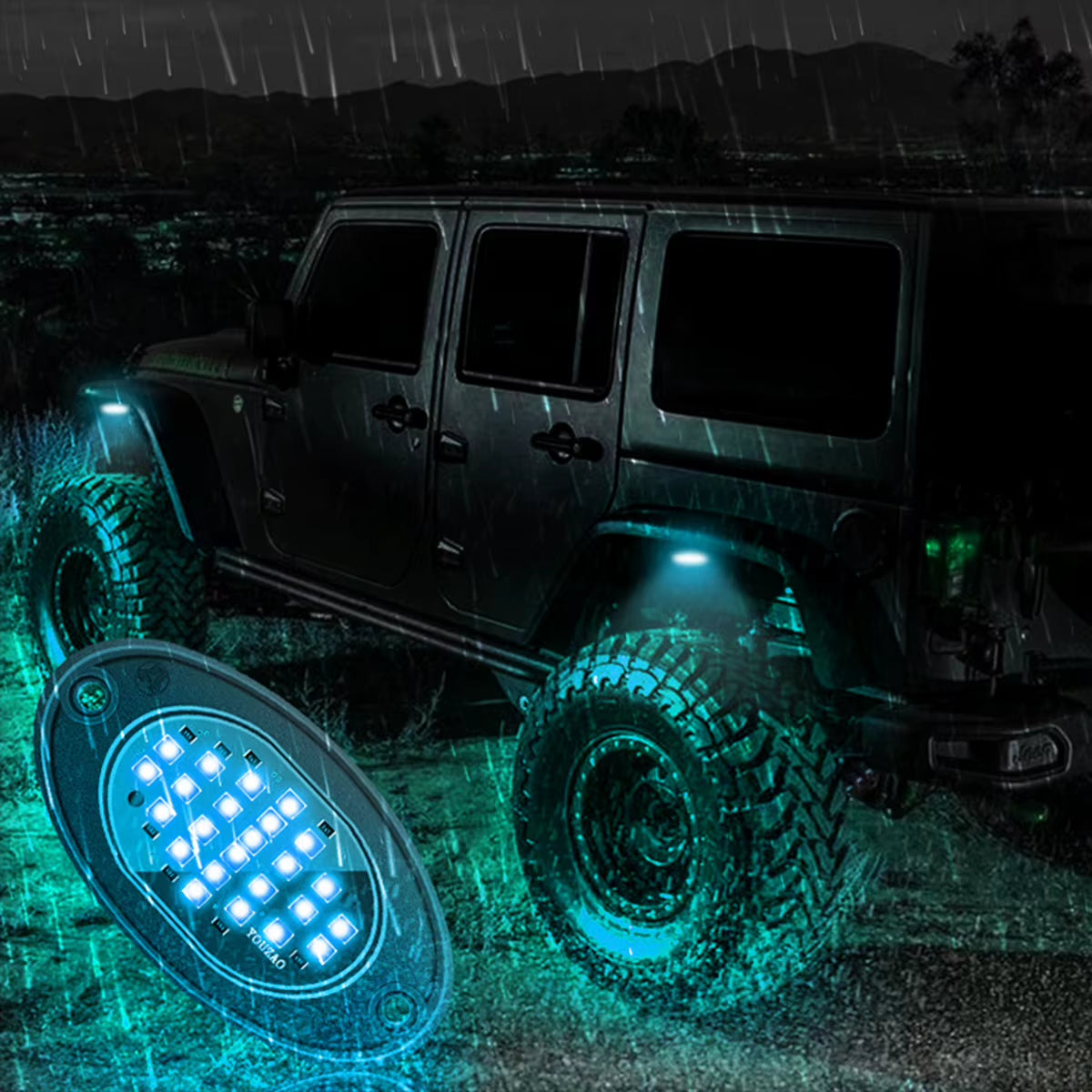 Truck LED Rock Lights 4-Pack, 12V Underbody Glow Lights, Blue – image 4