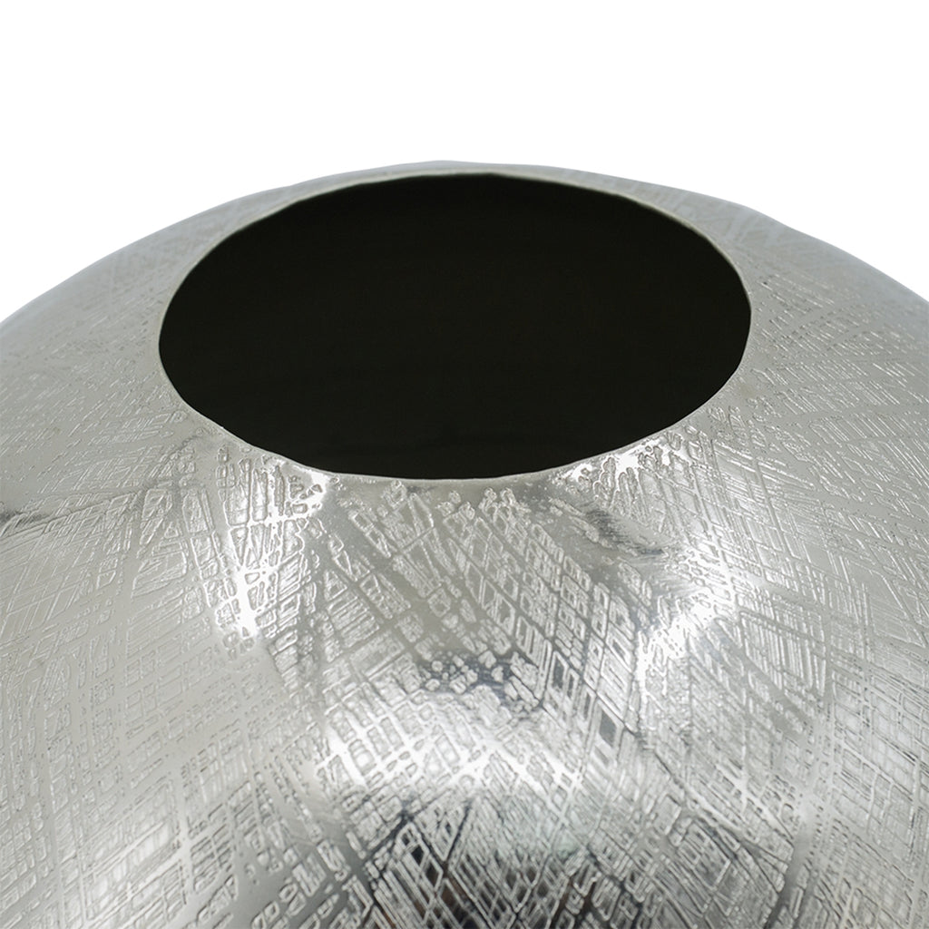 Silver Streak Aluminum Vase, 13 Inch Decorative Floor Vase
