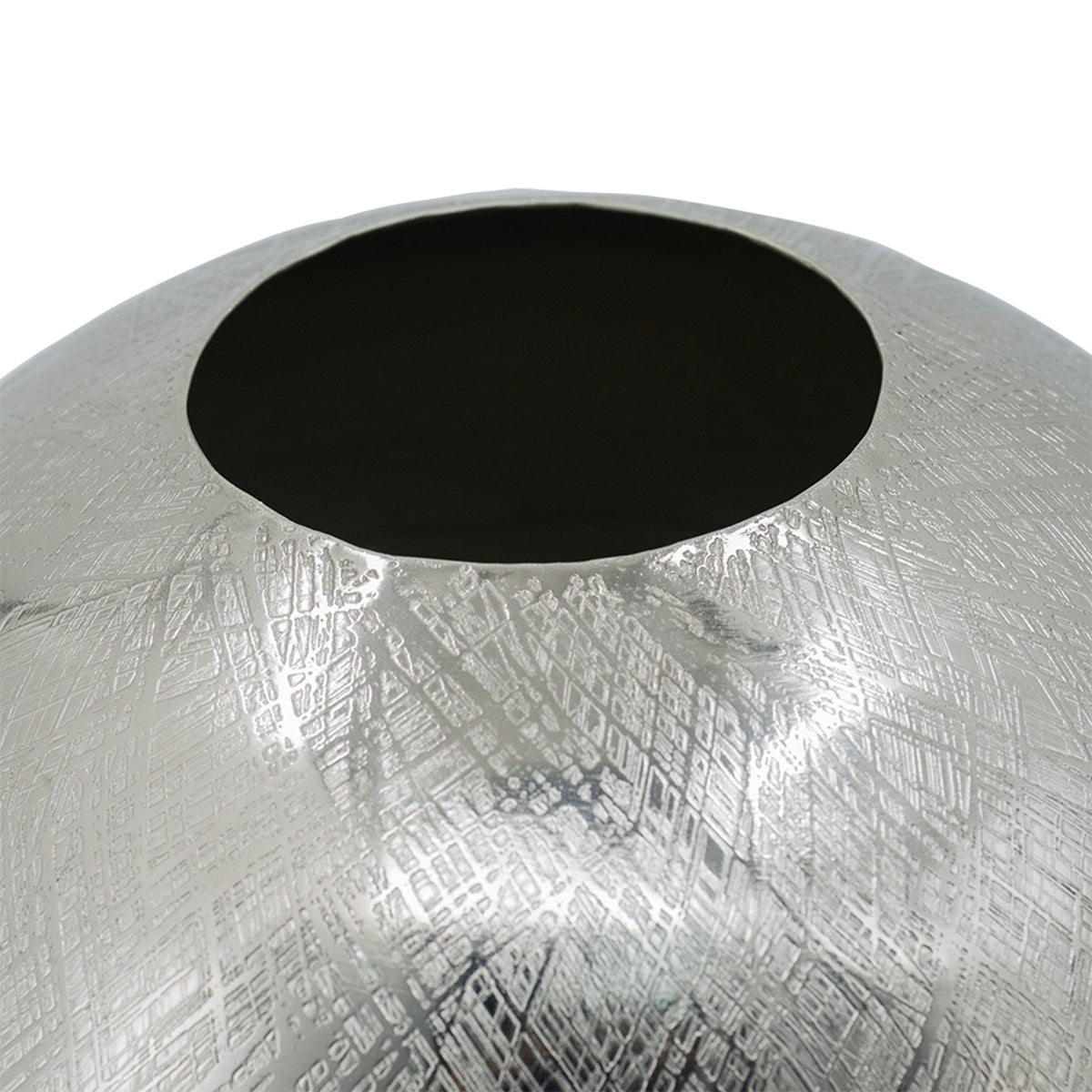 Silver Streak Aluminum Vase, 13 Inch Decorative Floor Vase