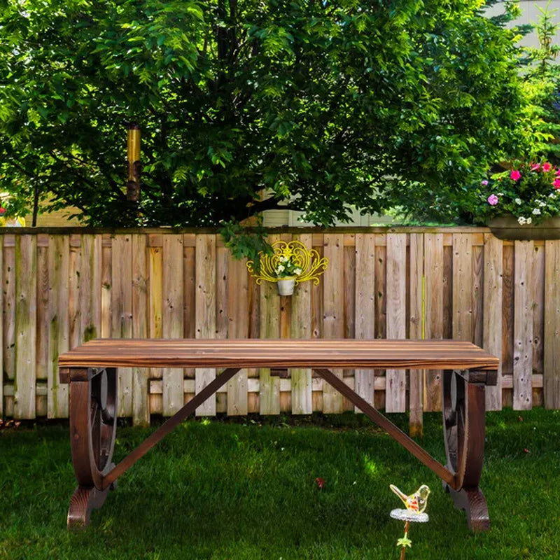 Rustic Garden Bench - 2-Person Wagon Wheel Outdoor Porch Bench – image 4
