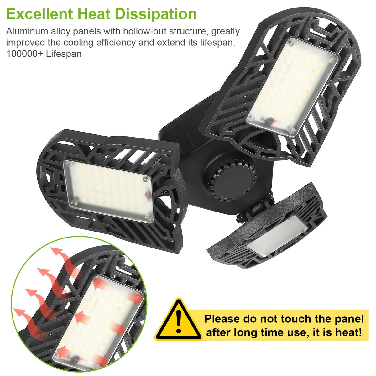 LED Garage Light 80W E26 Deformable Ceiling Shop Lamp – image 2