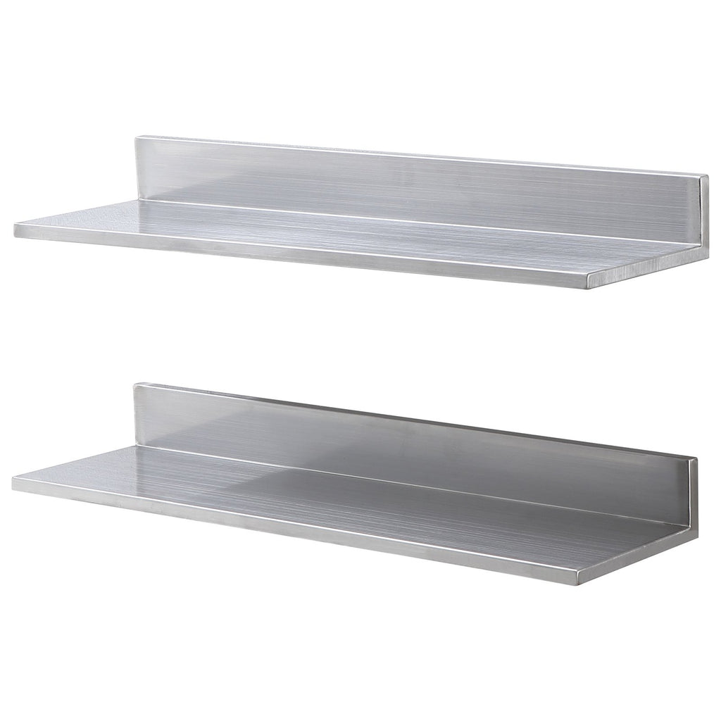 Stainless Steel Wall Shelf, 8.6 x 30 in Floating Shelf with Backsplash