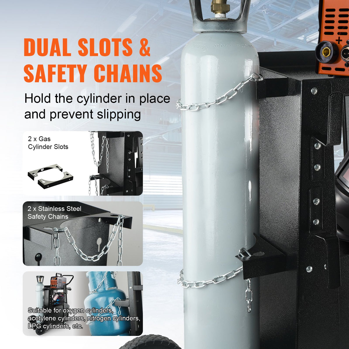 Welding Cart 2-Tier with Lockable Cabinet, 265 Lb, Swivel Wheels