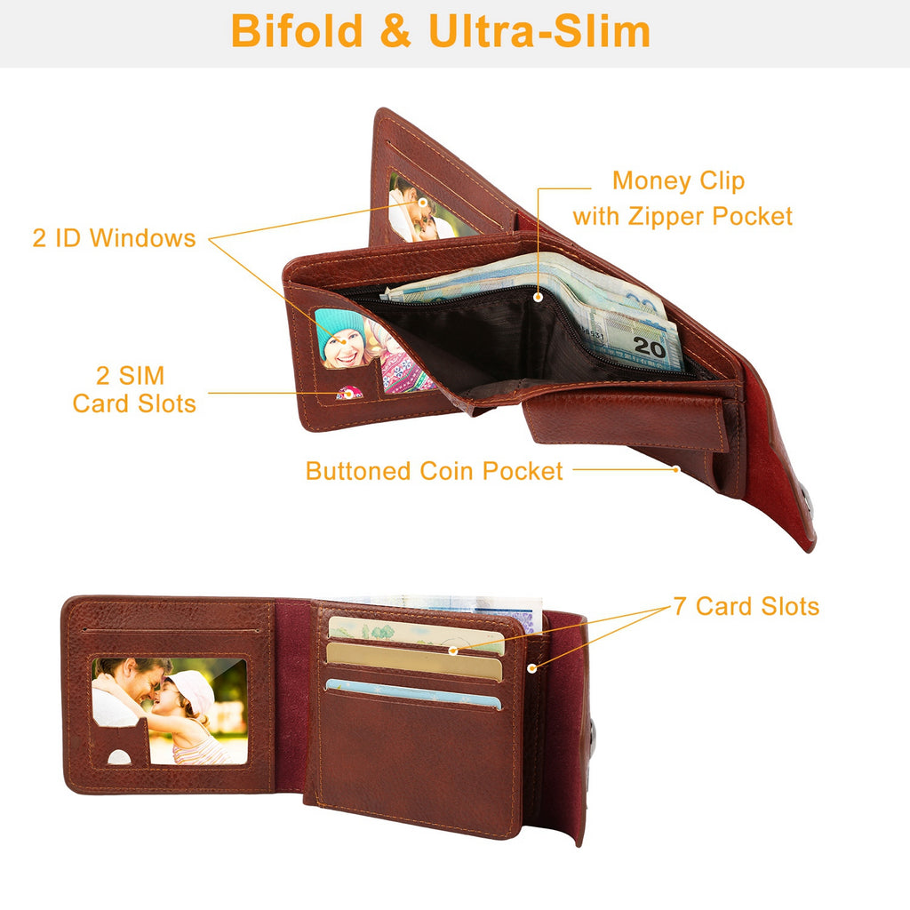 Men's Wallet, Slim PU Leather Card Holder with 2 ID Windows – image 9