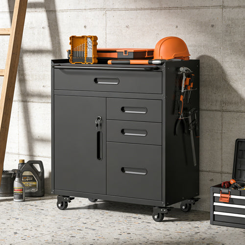 34 in Rolling Tool Storage Cabinet with 4 Drawers and Lockable Compartment – image 1