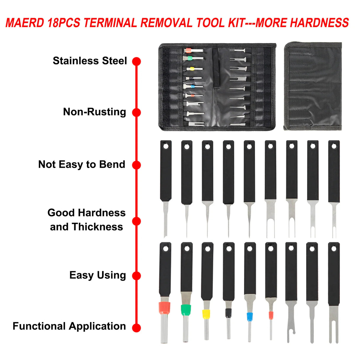Terminal Removal Tool Kit, 18-Piece Wire Connector Pin Extractor – image 4