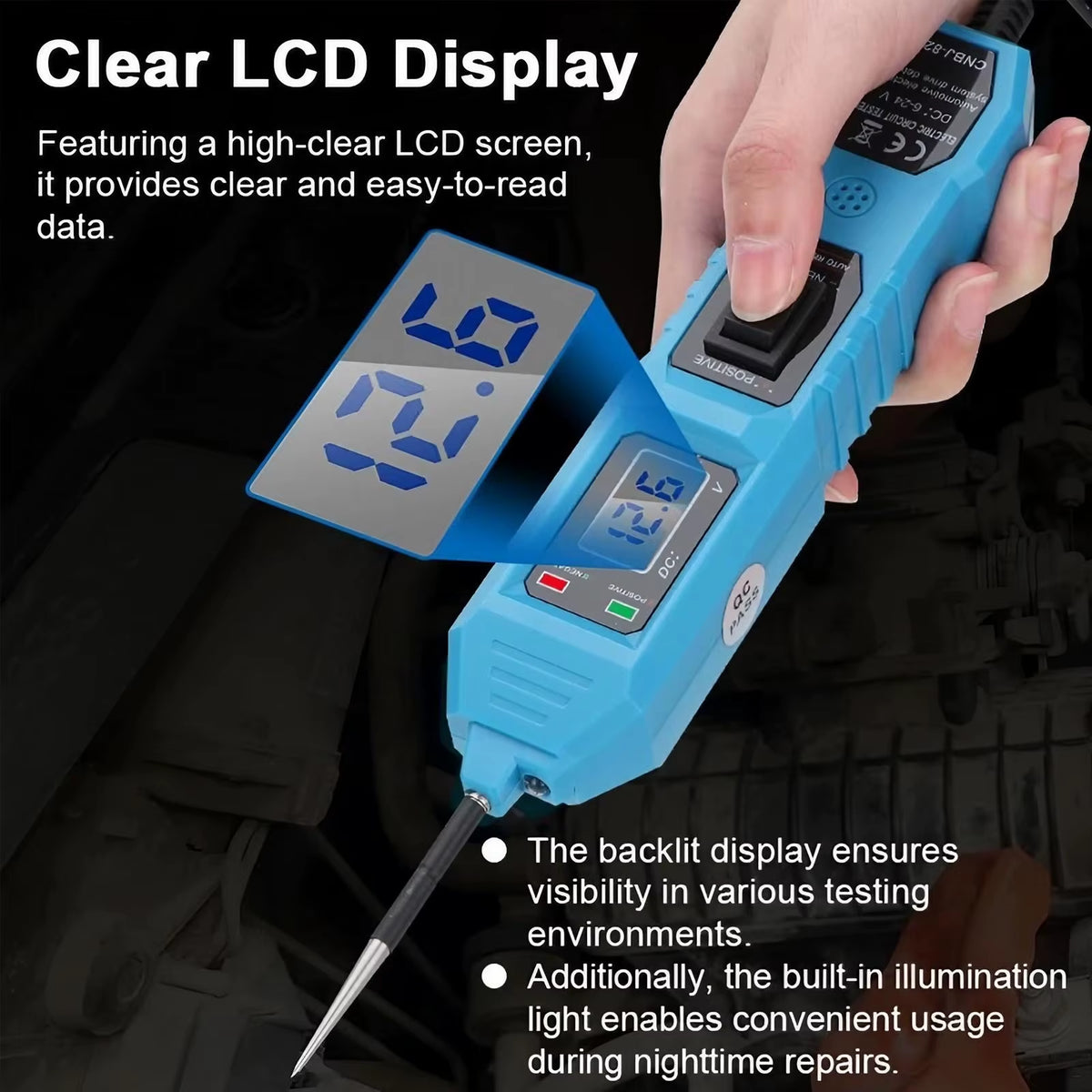 Automotive Power Probe Circuit Tester with LCD, 12V/24V, 14.8 ft Lead – image 5