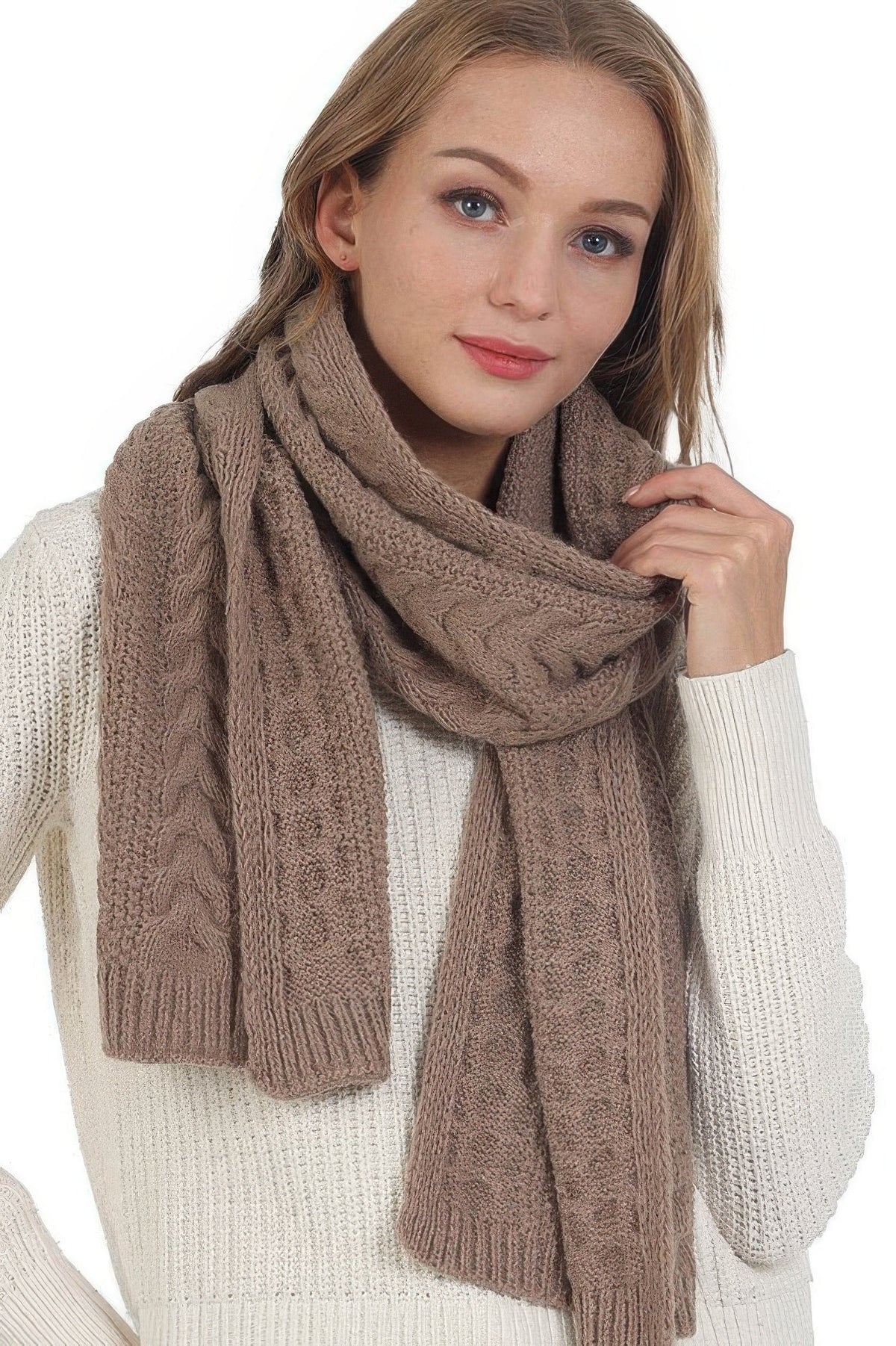 Cable Knit Scarf – Solid Color Winter Scarf – image 7