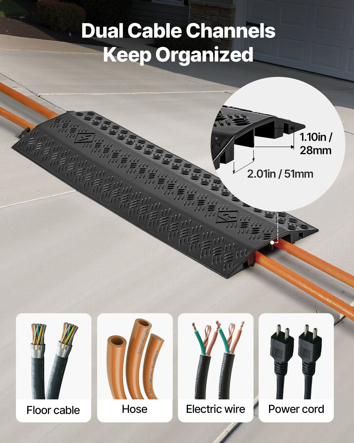 Drop Over Cable Cover Ramp 3-Pack, Heavy Duty Hose and Cord Protector – image 4
