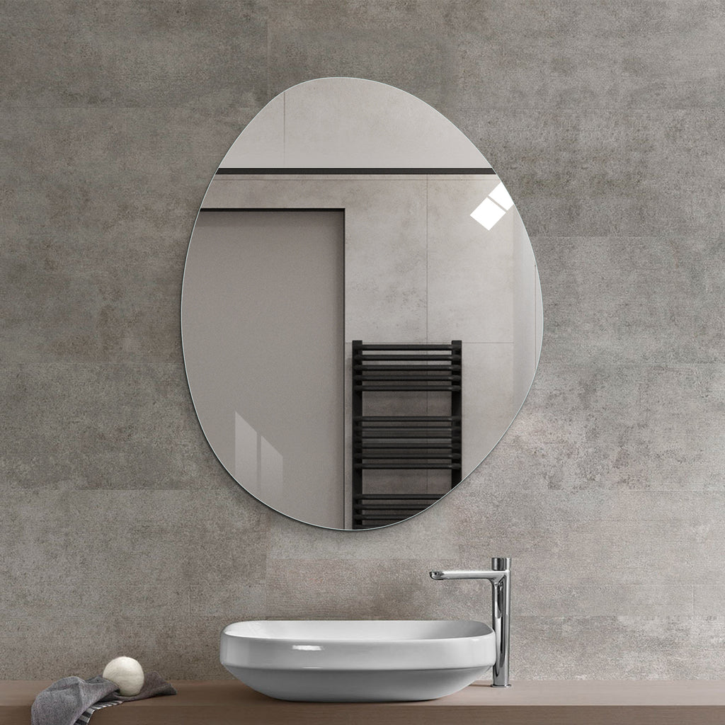 Asymmetrical Frameless Bathroom Wall Mirror, 40 x 32 Inch – image 5