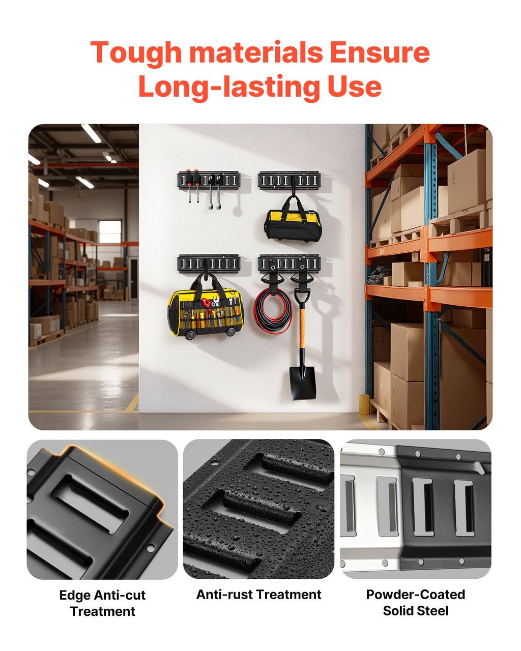 E-Track Tie-Down Rail Kit, 4 Rails 1.3 ft with Hooks and Holders – image 2