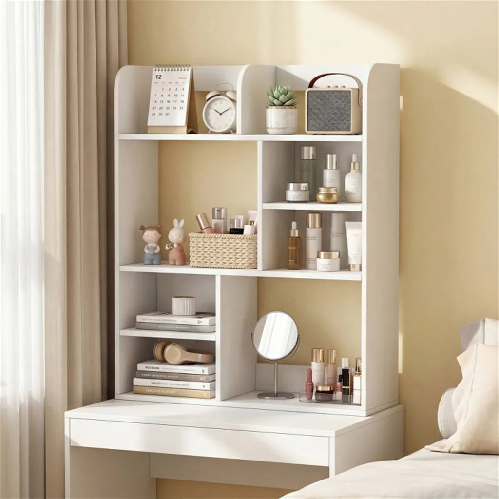 Vertical 8-Cube Desktop Storage Shelf, White Desk Organizer Hutch – image 5