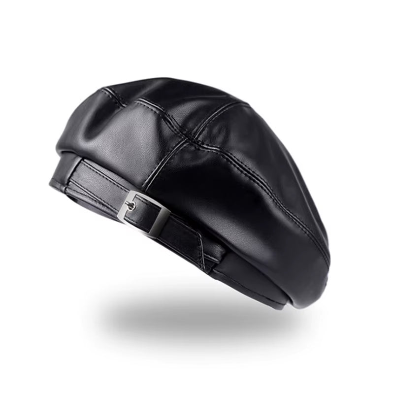 Faux Leather Beret Hat - Classic French Artist Cap for Women – image 2