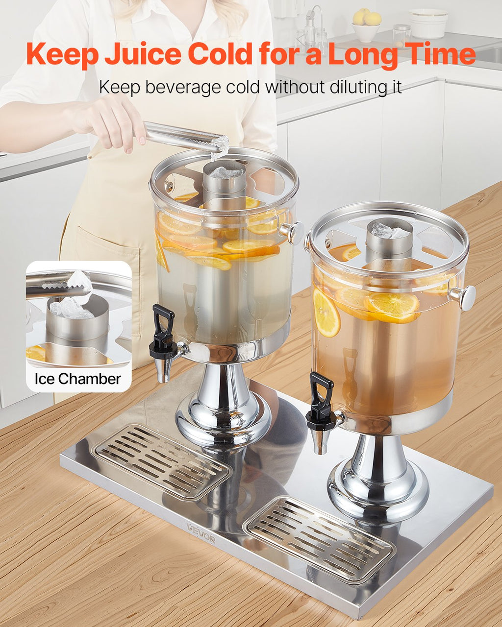 Double Drink Dispenser, 2 x 2.1 Gallon Beverage Dispenser with Drip Tray – image 4