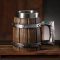 Oak Barrel Beer Mug with Stainless Steel Liner 21 oz – image 1