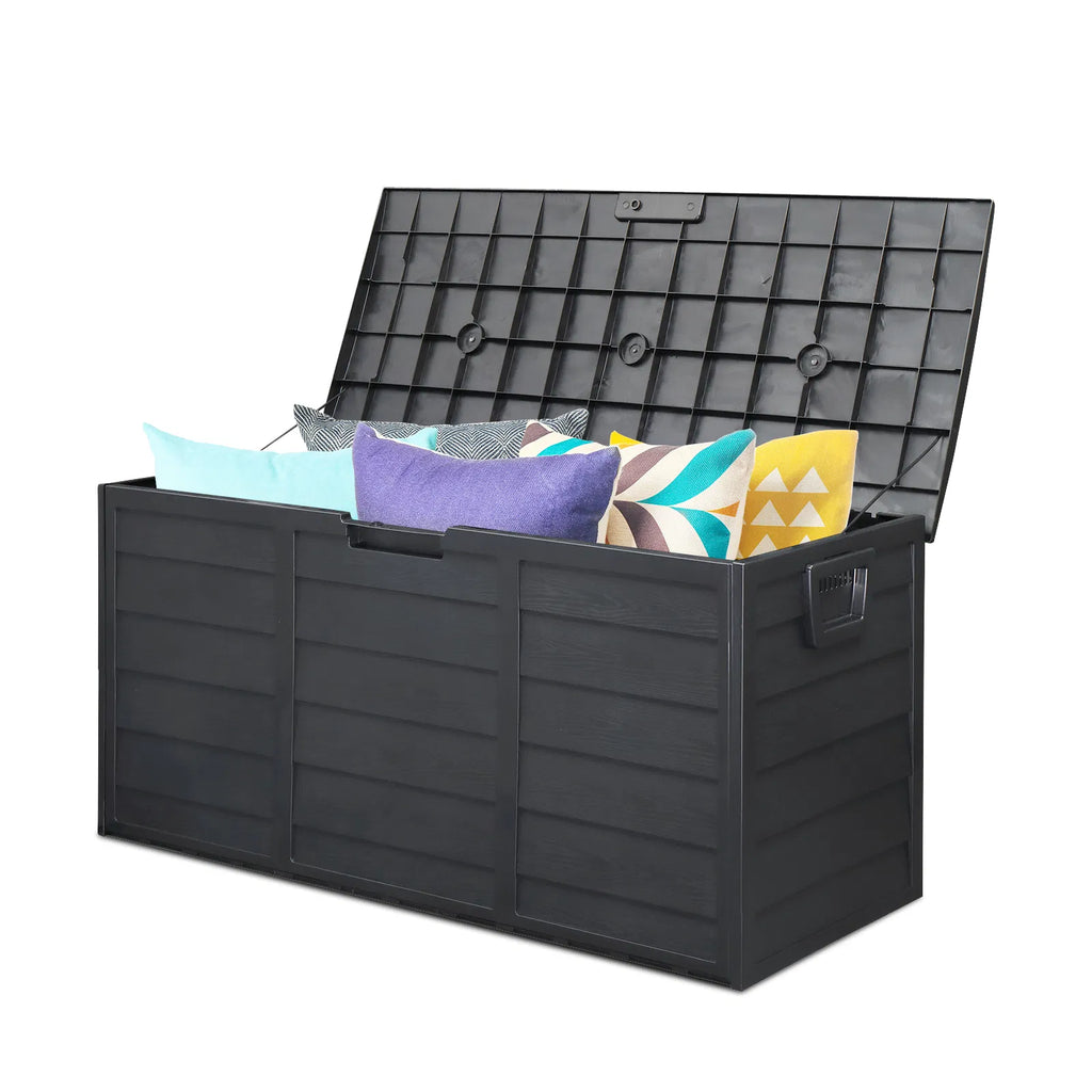 75 Gallon Deck Box with Lockable Lid and Wheels, Outdoor Storage – image 4