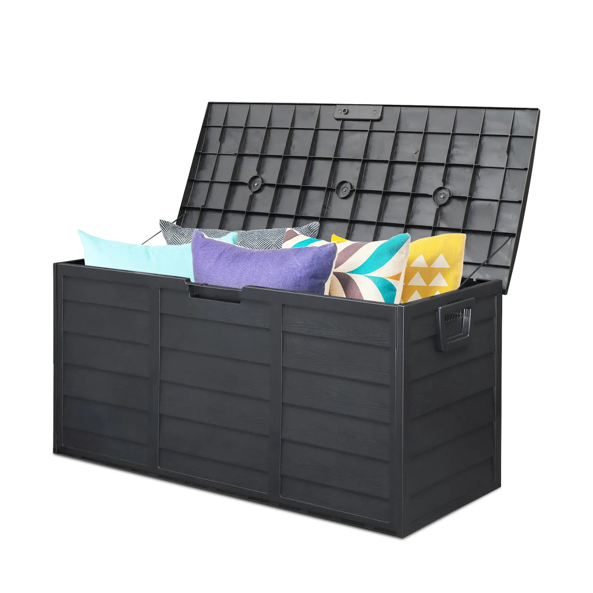 75 Gallon Deck Box with Lockable Lid and Wheels, Outdoor Storage – image 4