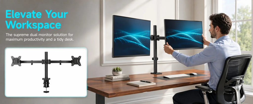 Dual Monitor Stand – Adjustable Desk Mount for 13–32 in Screens – image 8