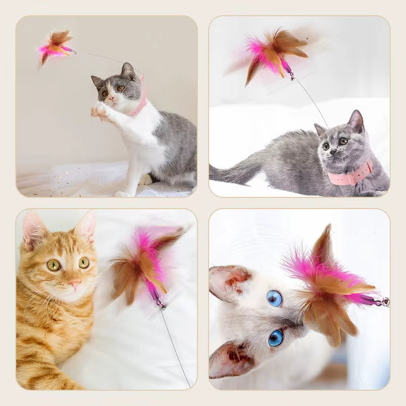 Feather Teaser Wand with Bell - Interactive Cat Toy
