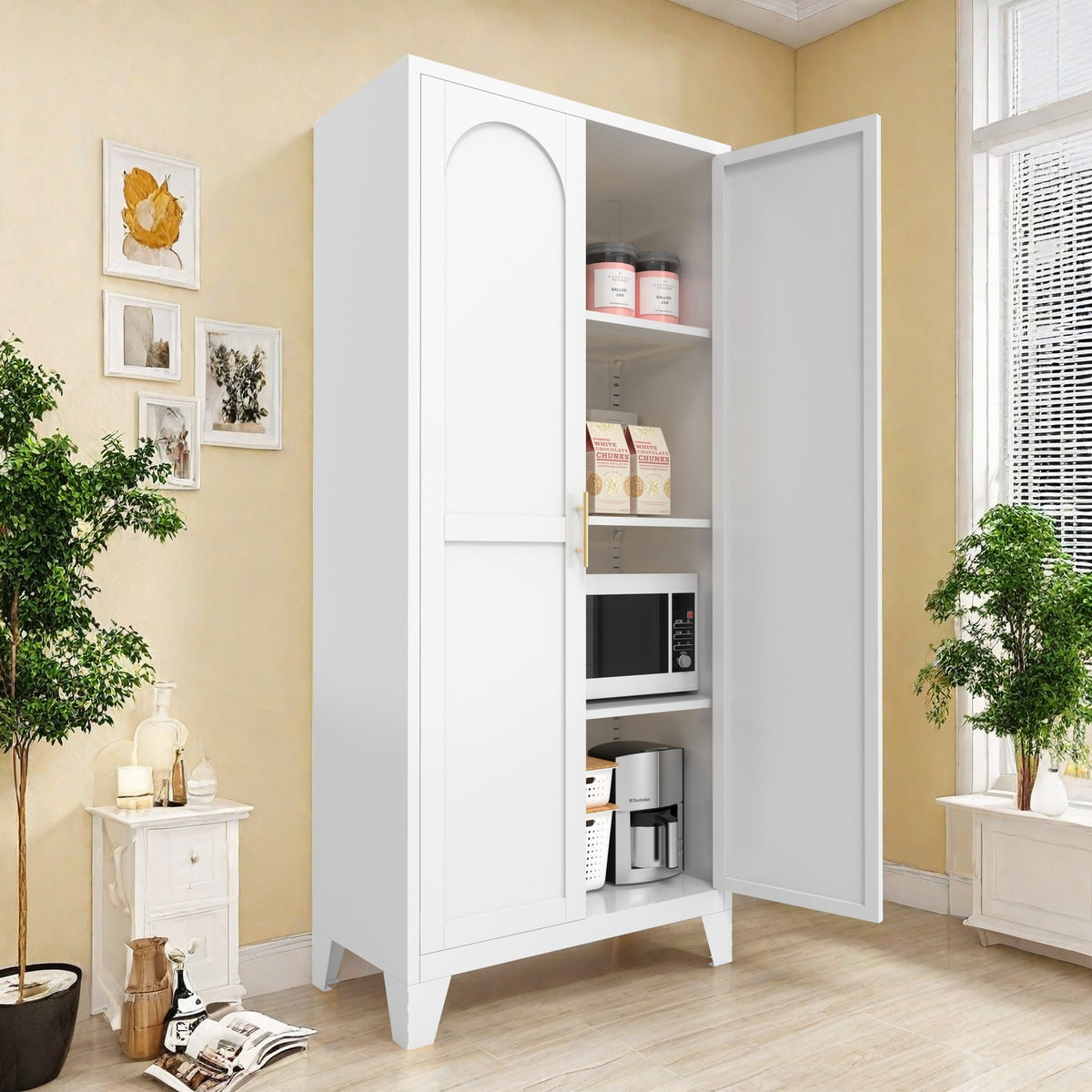 61 in Metal Storage Cabinet with Doors and Adjustable Shelves, White – image 14