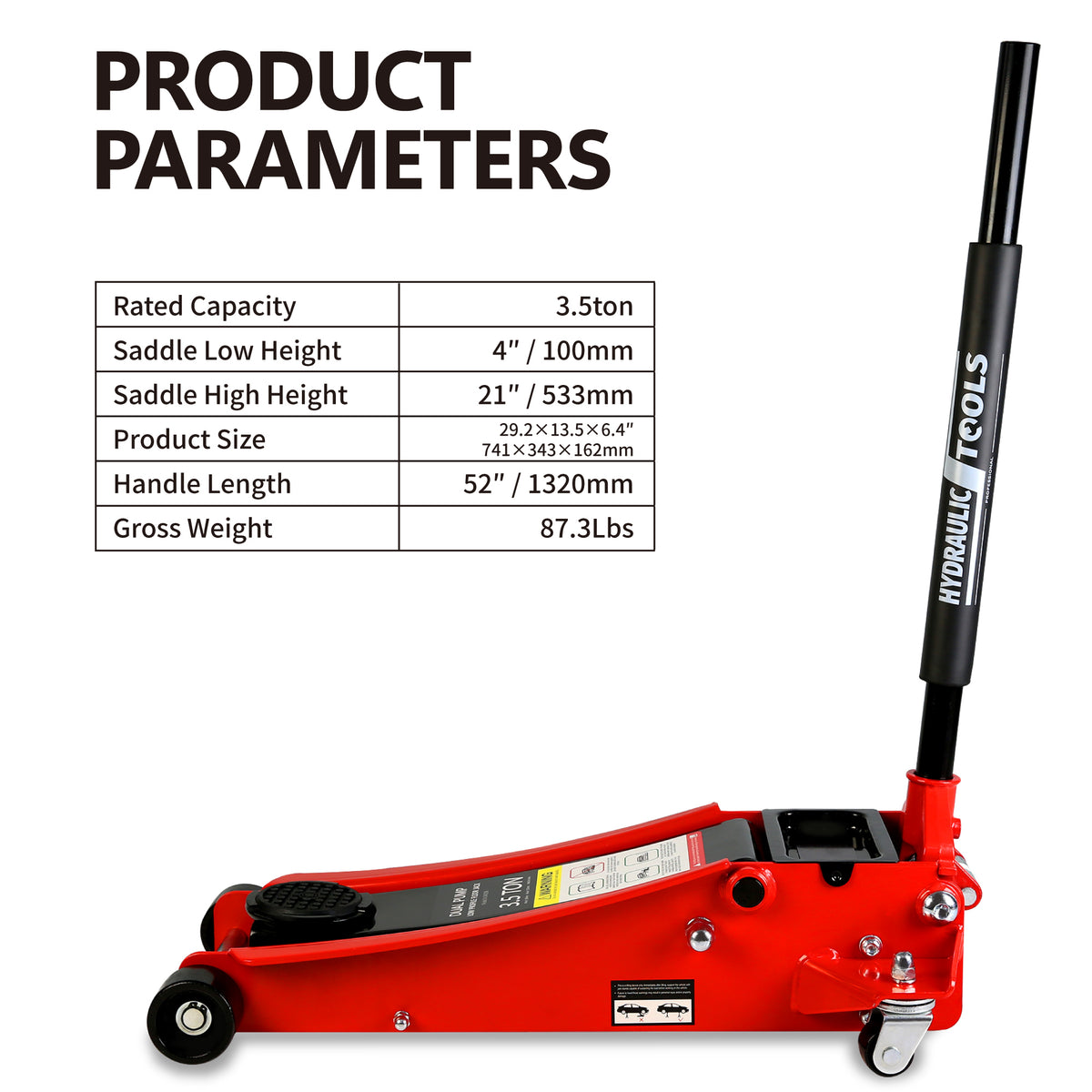 Floor Jack 3.5 Ton Low Profile Dual Piston, 4-21 in Lift Range – image 4