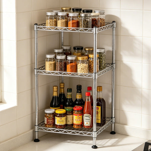 3-Tier Wire Shelving Rack Metal Storage Shelf
