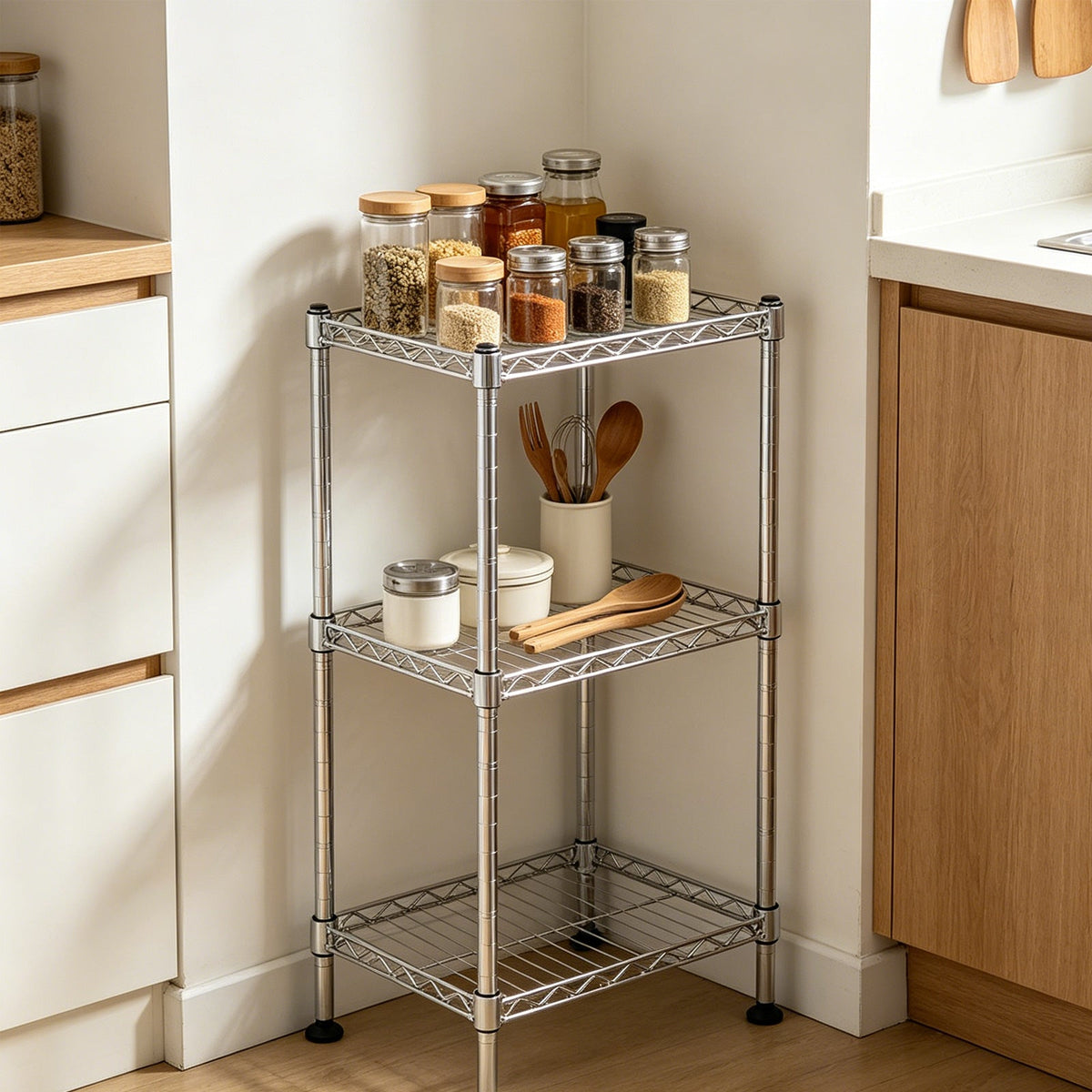 3-Tier Wire Shelving Rack Metal Storage Shelf – image 3