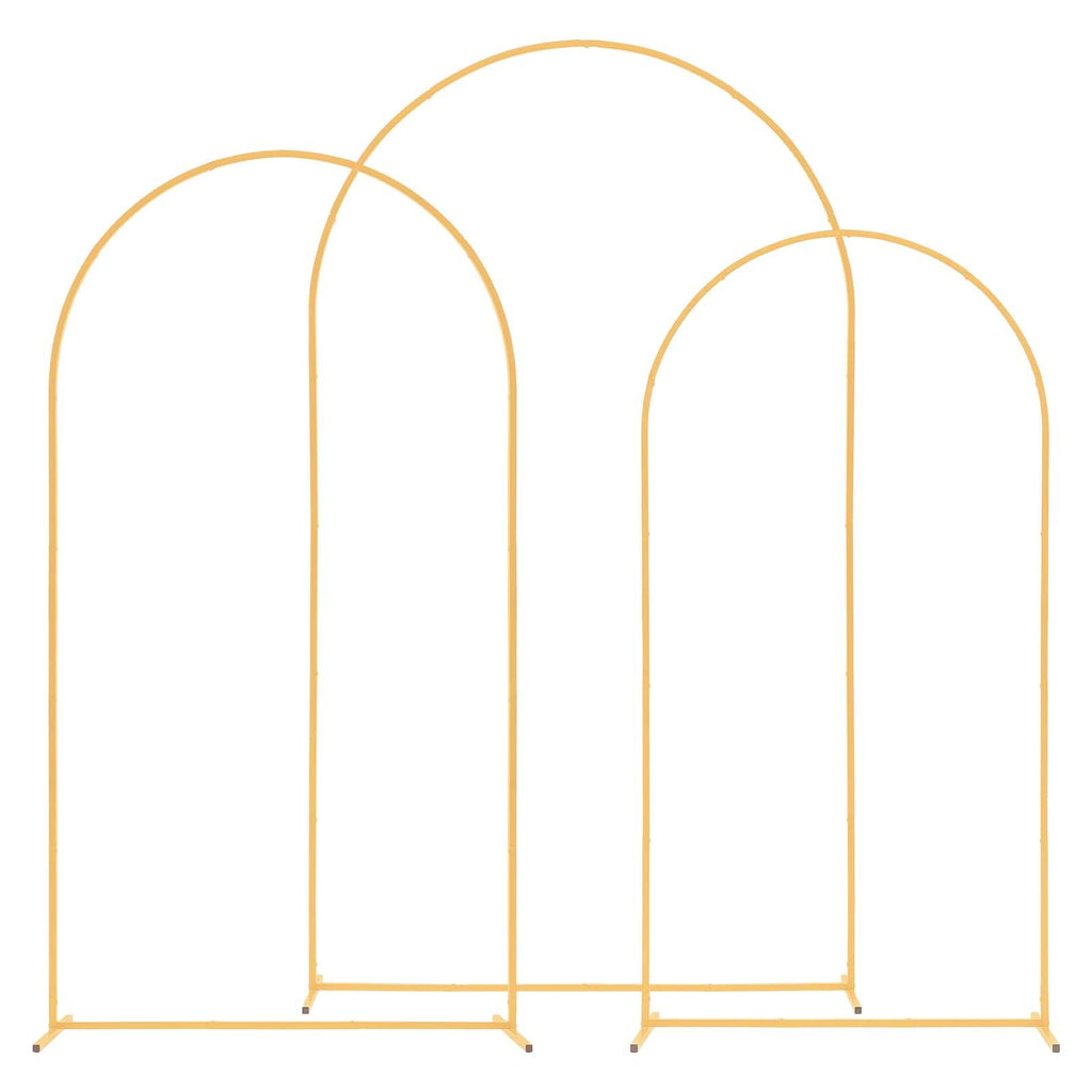 Tall Gold Metal Arch Backdrop Stands, Set of 3 (8, 7.2, 6.6 Ft) – image 1