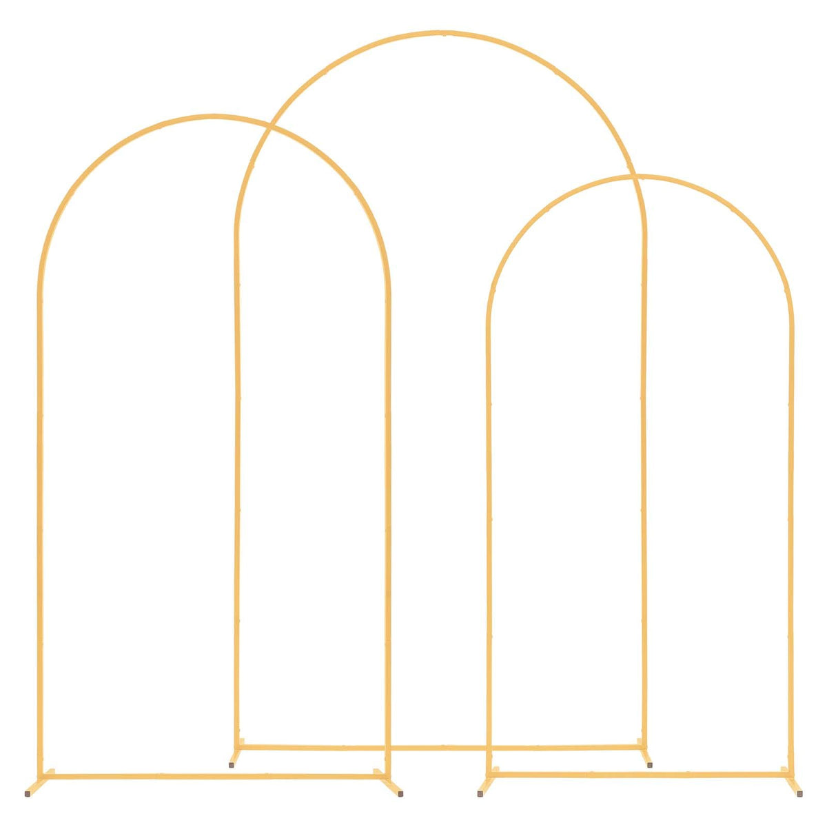 Tall Gold Metal Arch Backdrop Stands, Set of 3 (8, 7.2, 6.6 Ft) – image 1