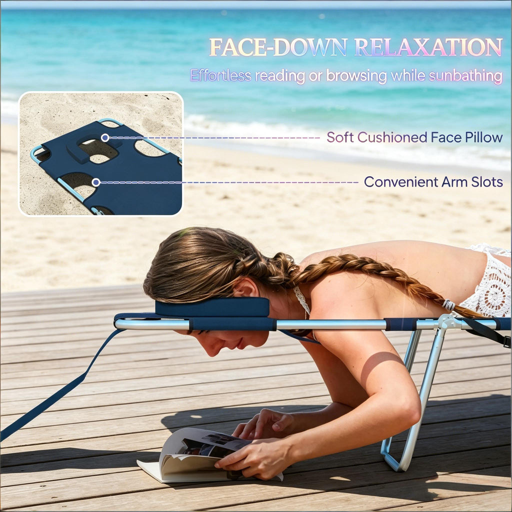 Folding Chaise Lounge Chair with Face Cavity and Side Pocket – image 4