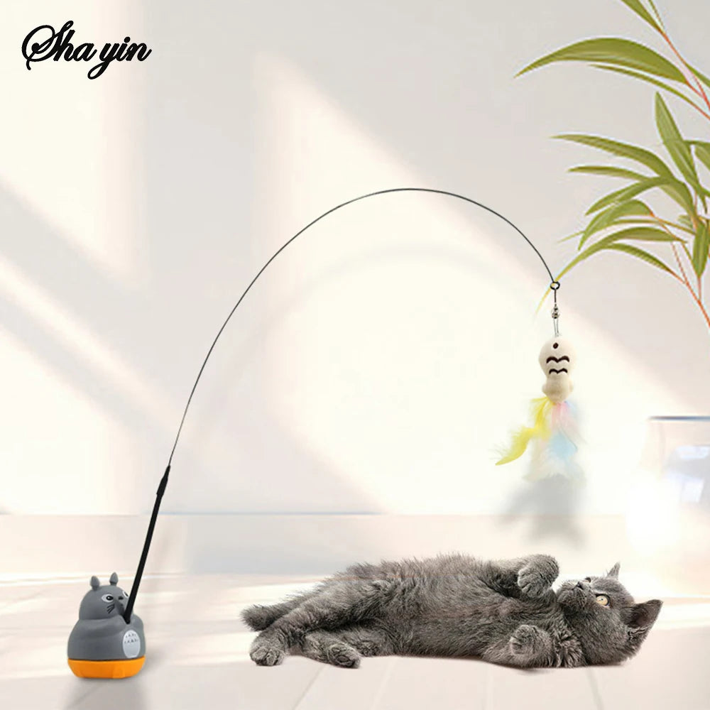 360° Rotating Feather Cat Teaser Wand