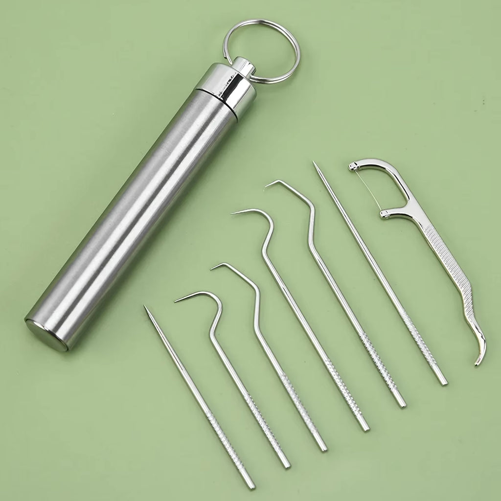 Stainless Steel Reusable Toothpicks Set with Portable Case