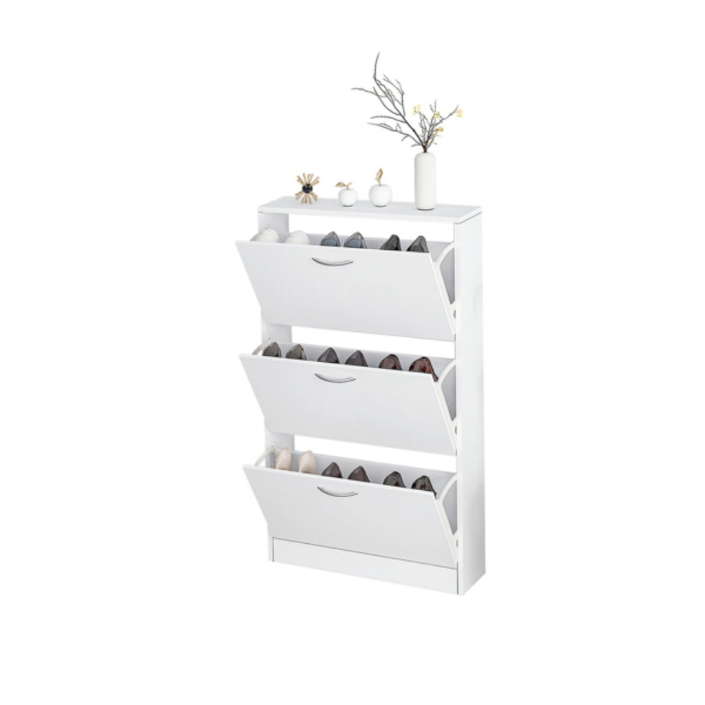 Shoe Cabinet for Entryway, Narrow 3-Drawer Flip-Down Storage, White – image 8