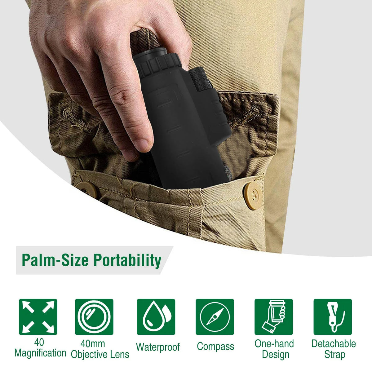 40x40 HD Monocular Telescope with Phone Adapter & Mini Tripod – image 3