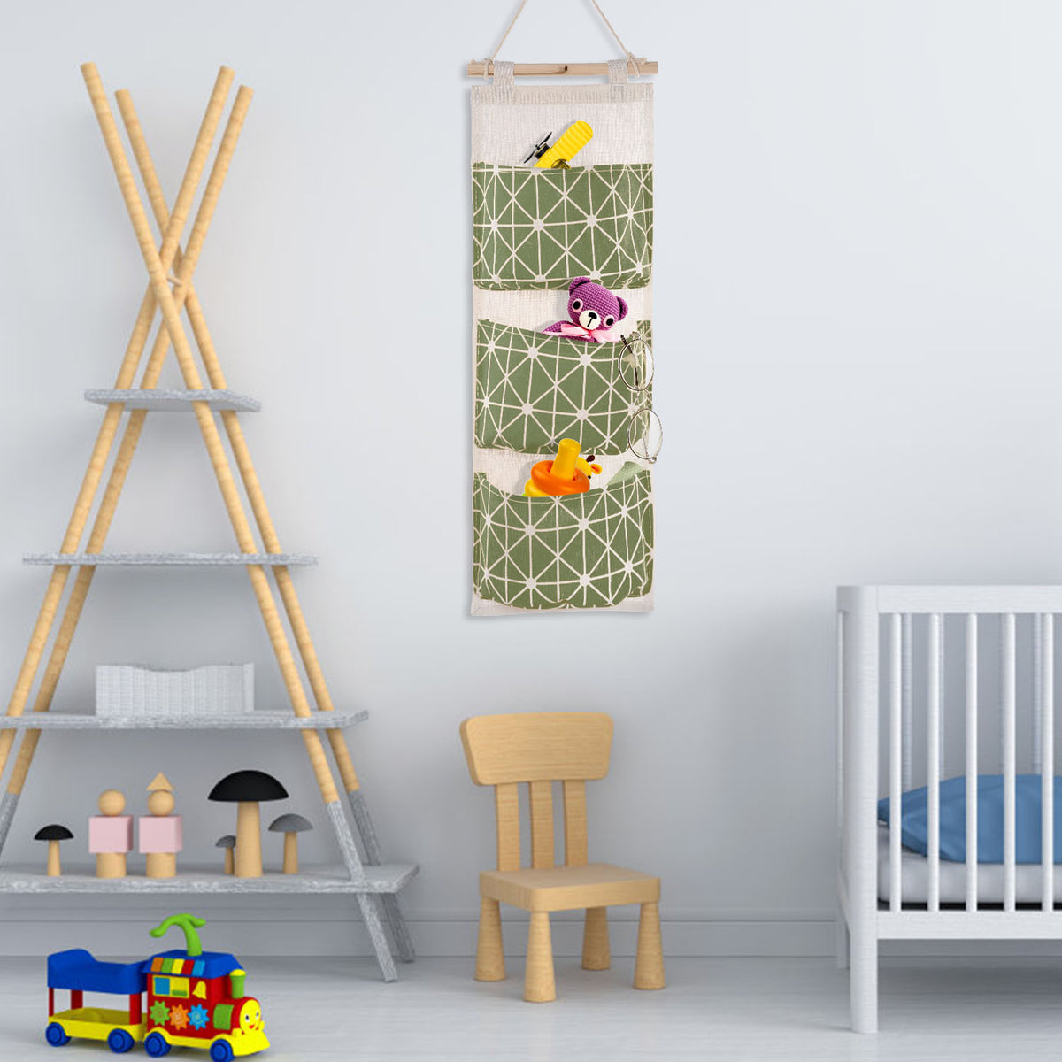 Hanging Wall Organizer - 3-Pocket Linen Door & Closet Storage Bag – image 6